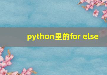 python里的for else